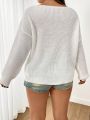 Plus Size Lace Trim Drop Shoulder Sweater