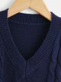 SHEIN Kids EVRYDAY Boys' (big) V-neck Twist Knit Sweater Vest, Casual