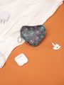 Maryam Alam Colorful Butterfly Printed Heart Shaped Fashionable Coin Purse Earphone & Data Cable Storage Bag