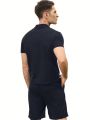 Men'S Half-Zip Short Sleeve Casual T-Shirt And Shorts Set