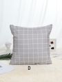1pc Plaid Pattern Cushion Cover Without Filler, Simple Throw Pillow Case For Sofa