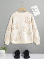 Girls' Cute Cat Pattern Pullover Sweater