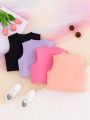 4pcs/Set Baby Girls' Basic Halterneck Colorful Fun Top For Dressing Up Or Down