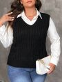 SHEIN Frenchy Plus Size Women's Twist Knitted Sweater Vest