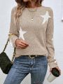 SHEIN LUNE Knitted Pullover Sweater With Pentagram Pattern