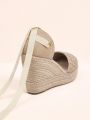 Styleloop Women's Fashionable Rope Sole Strappy Wedge Heel Thick Sole Shoes,Women's Spring/Summer Resort Bohemian Style Shoes