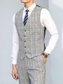 Manfinity Mode 2pcs/set Men's Plaid Suit Vest And Pants Set