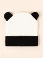 1pc Unisex Black & White Panda Y2k Style Warm Breathable Fashionable Knitted Hat, Suitable For Daily Outdoor Wear