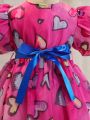 SHEIN Kids CHARMNG Young Girl's Summer New Simple Heart-Shaped Chiffon Printed Princess Dress