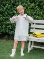 Girls' White Transparent Backpack Style Basic Raincoat For All Seasons