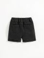 SHEIN Baby Boys' Casual Mid-Waist Irregular Frayed Denim Shorts