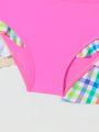Girls' (Little) Gingham Ruffle Hem Top And Skirt Swimsuit Set