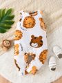 Baby Boy Sleeveless Lion & Tiger Printed Soft And Breathable Romper