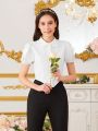 Teen Girl's Bubble Short Sleeve Asymmetrical Hem Shirt