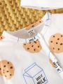 Baby Boy Milk & Cookies Printed Jumpsuit