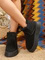 Winter Snow Boots For Women, Elastic Slip-on Short Boots, Thickened And Furry, Anti-slip And Warm, Loafers Design