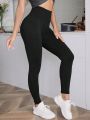 Yoga Basic 1pc Solid Color High Waist Sports Leggings