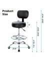 SUPERJARE Drafting Chair with Back, Adjustable Foot Rest Rolling Stool, Thick Seat Cushion for Home
