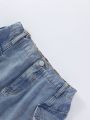 Teen Girls' Light Wash Denim Jacket And Utility Skirt Two Piece Set