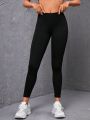 SHEIN Yoga High Street Solid Color High Waisted Leggings With Pockets