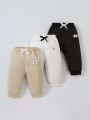 Infant Boys' Knotted Waistband Pants With Badge Detail