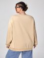 SHEIN Plus Size Women's Loose Shoulder Pullover Hoodie