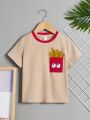 SHEIN Kids QTFun Young Boys' Casual French Fries Print T-Shirt