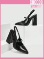 Cuccoo Everyday Collection Cuccoo Women'S Chunky Heel Pointed Toe Ankle Strap Shoes, Simple Basic Style
