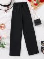 Teenage Girls' Pearl Detail Double Pocket Black Pants