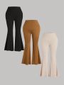 Plus Size Women's Solid Color Casual Flare Pants