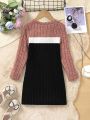 Young Girl Color Block Tee Dress