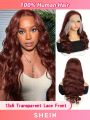 Reddish Brown Body Wave Human Hair Wigs 13*6 Transparent Lace Front Wig With Baby Hair Pre Plucked For Women
