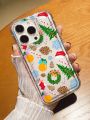 Fire faster_ Art 1pc Clear Phone Case With Christmas Pattern Print, Soft Tpu Shockproof Full Coverage Protective Cover