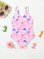 Baby Girls' Fish Print Halter One Piece Swimsuit