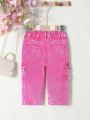 Baby Girl Streetwear Outdoor Fashion Dark Pink Workwear Jeans