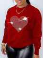 Women's Plus Size Love Heart Print Slouchy Sweatshirt
