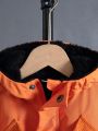 Young Boy 1pc Flap Pocket Teddy Lined Hooded Coat