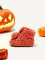 Cozy Cub Girls' Orange Fashionable Trendy Design Cute Pumpkin Comfortable Casual Warm Boots