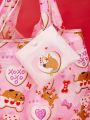 SCOOBY-DOO X SHEIN Foldable Portable Pink Heart Design Shopping Bag