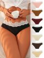 7pack Contrast Lace Thong