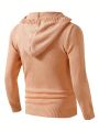 Men's Solid Color Knitted Casual Hooded Cardigan