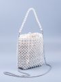 Mini Faux Pearl Beaded Chain Square Bag
