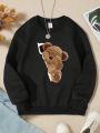 Tween Girls' (big) Bear Print Long Sleeve Sweatshirt