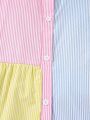 SHEIN Kids KDOMO Girls' Color Block Striped Patchwork Dress