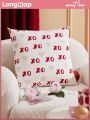 LongNap™ 1pc Heart Embroidery Plush Soft Romantic Decorative Cushion Cover, Valentine's Day Home Decor, Throw Pillowcase Without Filler, Sweet Wedding Essentials