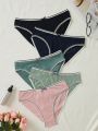 5pack Contrast Binding Bow Front Panty