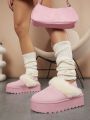 Fashionable Women's Pink Plush House Slippers