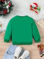 Young Girl 1pc Christmas Print Sweatshirt