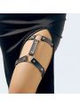 1pc Black Studded Leg Garter For Women With Elastic Band, Suitable For Festival Party Outfit And Daily Wear