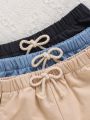 SHEIN 3pcs/set Infant Boys' Casual Solid Color Elastic Waist Shorts